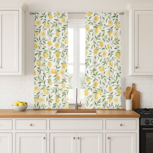 Country Lemon Watercolor Leaf Pattern Home Decor Blackout Curtains