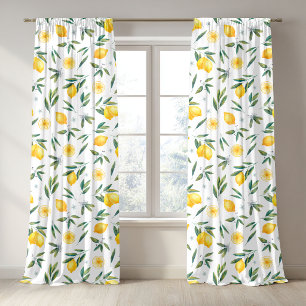 Country Lemon Watercolor Leaf Pattern Home Decor Blackout Curtains