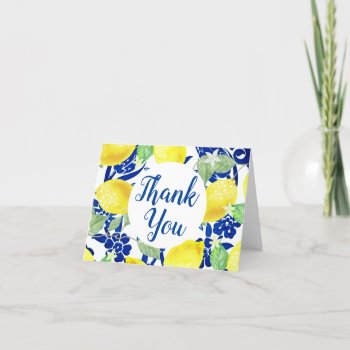 Country Lemons & Blue Floral Thank You by GrudaHomeDecor at Zazzle