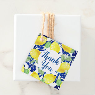 Country Lemons & Blue Florals   Thank You Favor Tags