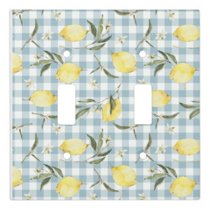 country lemons, watercolor plaid light switch cover