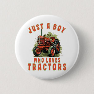 Country Life Boy who loves tractors Button