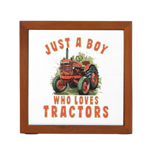 Country Life Boy who loves tractors Desk Organizer
