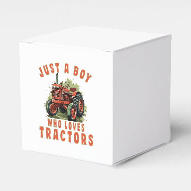 Country Life Boy who loves tractors Favor Boxes (Front Side)