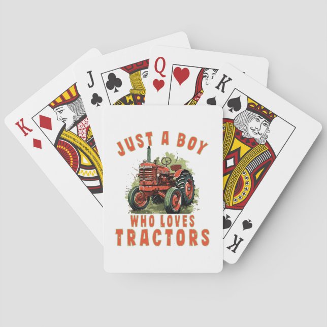 Country Life Boy who loves tractors Poker Cards (Back)