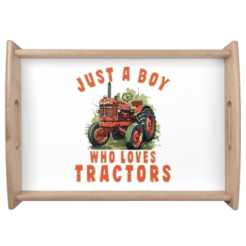 Country Life Boy who loves tractors Serving Tray