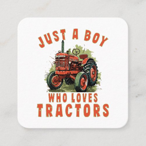 Country Life Boy who loves tractors Square Business Card