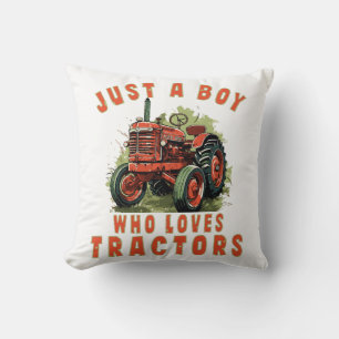Country Life Boy who loves tractors Throw Pillow