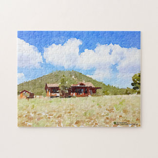 Country Life Cabins Watercolor Jigsaw Puzzle