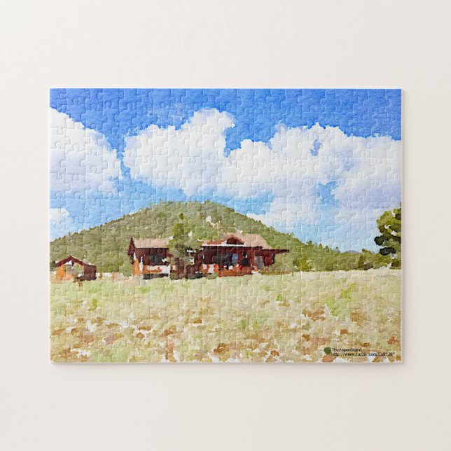 Country Life Cabins Watercolor Jigsaw Puzzle (Horizontal)