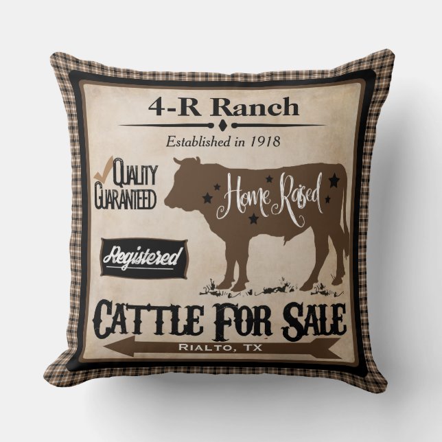 Country Life Ranch-Style Personalized Pillow (Front)