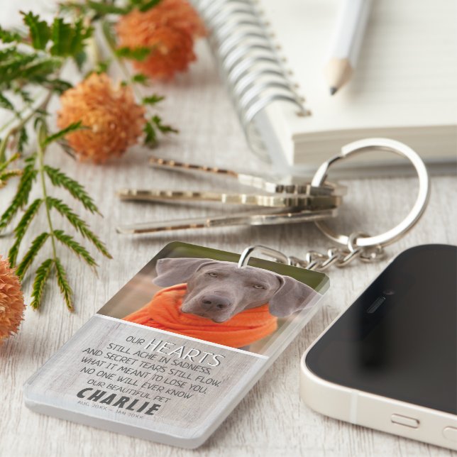 Country Light Rustic Wood | Pet Photo Memorial Keychain (Front Right)