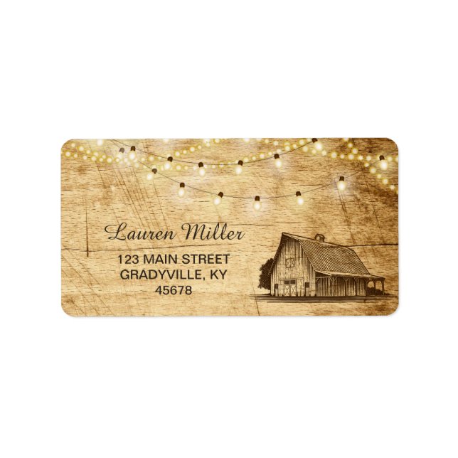 Country Lights large address label with barn (Front)