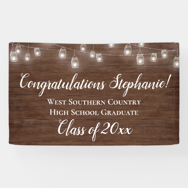 Country Lights Personalized Graduation Banner Sign (Horizontal)