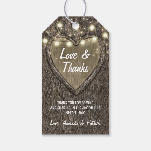 Country Lights Rustic Oak Tree Wedding Thank You Gift Tags