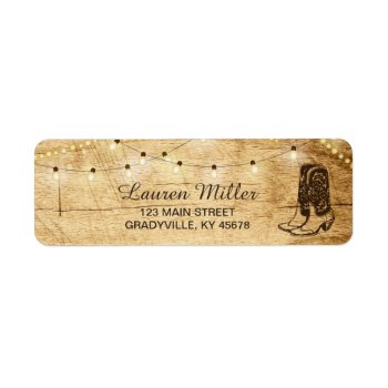 Country Lights Small Address Label With Boots by LangDesignShop at Zazzle