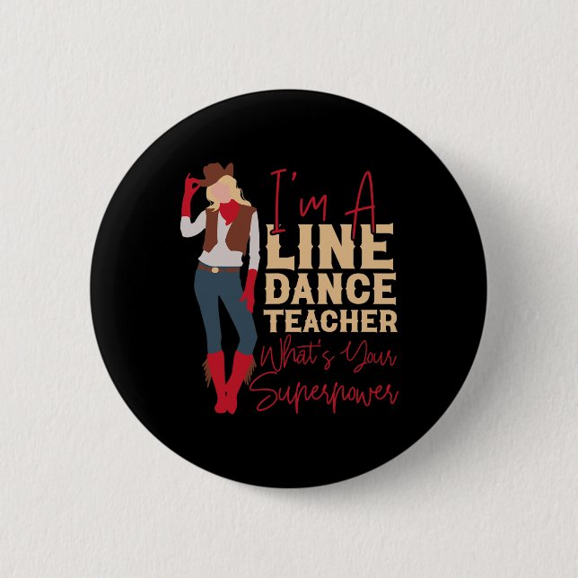 Country Line Dance Dancer Hs0 Uni-adults White Sma Button (Front)