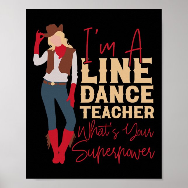 Country Line Dance Dancer Hs0 Uni-adults White Sma Poster (Front)