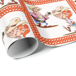 Country Line Dancer And Banjo Player Wrapping Paper
