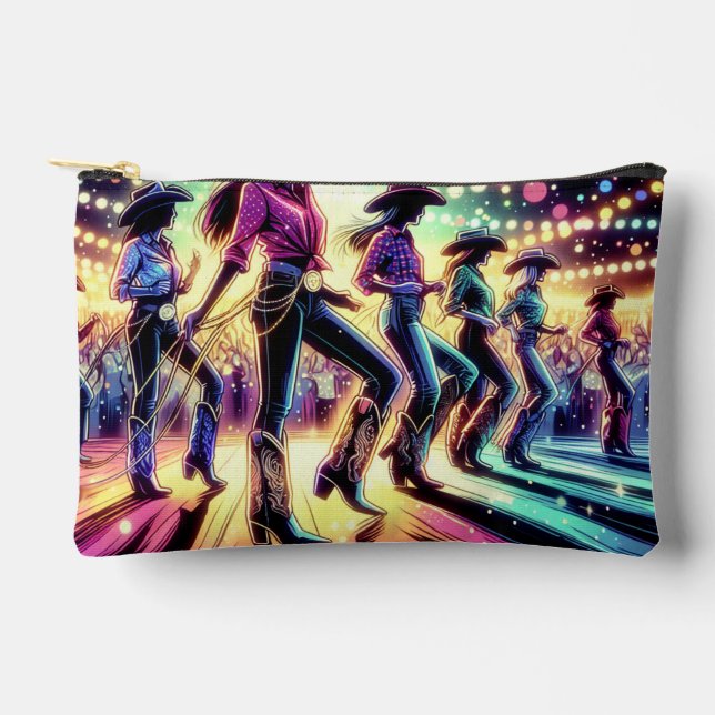 Country Line Dancers with Spotlights Accessory Pouch (Front)
