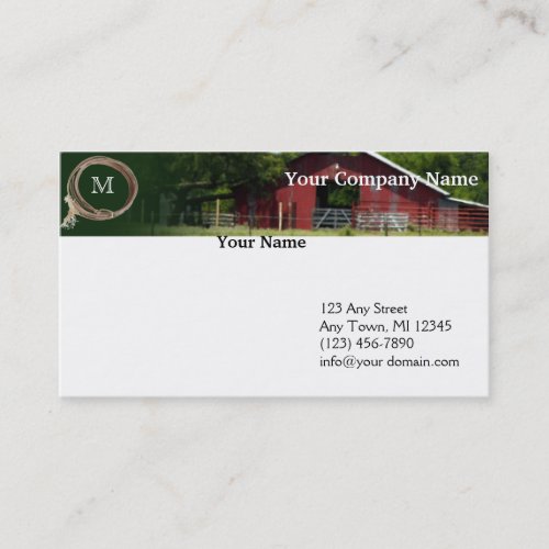 Country Living Red Barn Lasso Monogram Header Business Card Templates
