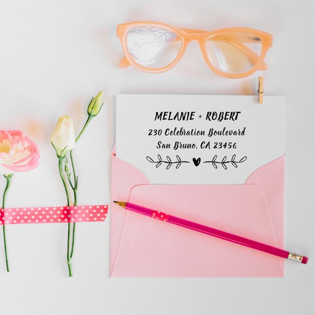 Country Love | Custom Wedding Names Return Address Rubber Stamp (Creator Uploaded)