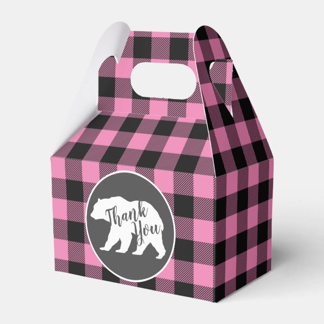 Country Mama Bear Baby Shower Girl Pink Favor Boxes (Front Side)