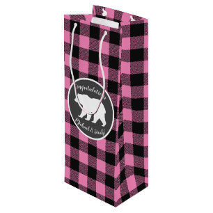 Country Mama Bear Baby Shower Girl Pink Wine Gift Bag