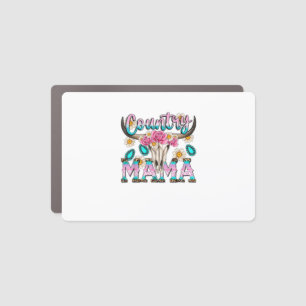 Country Mama Retro Groovy Cow Skull Country Rodeo  Car Magnet