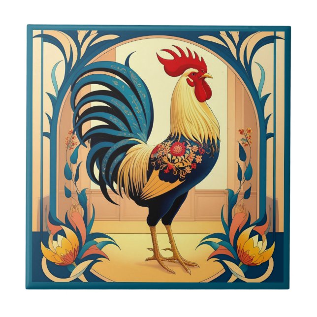 Country Manor Rooster Ceramic Tile (Front)