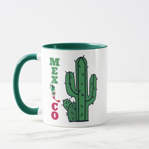 Country Map Mugs Red White  Green Mexican Flag Mug