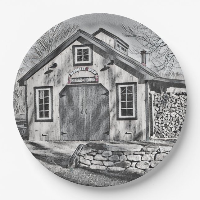 Country Maple Sugar Shack At Parmelee Farm Paper Plates (Front)