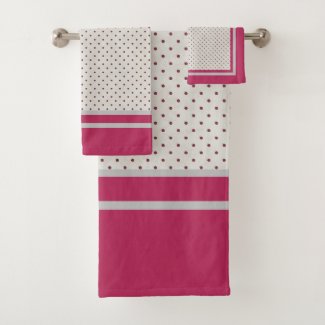 Country Maroon Dots Bath Towel Set