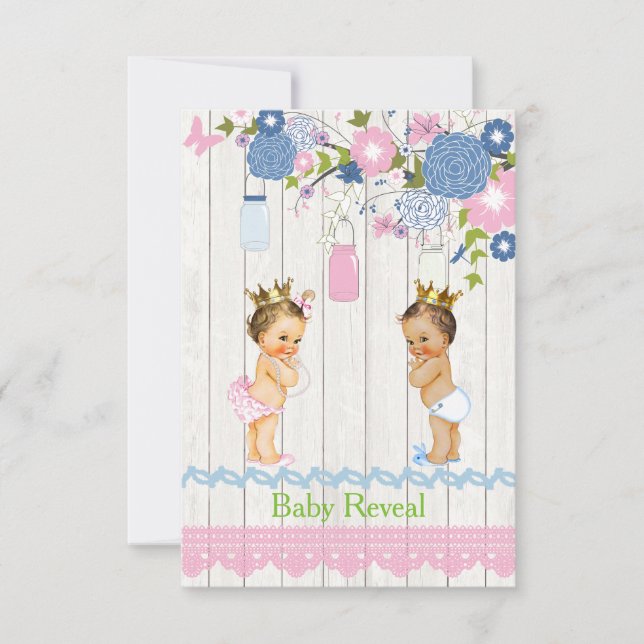 Country Mason Jar Baby Reveal Invitation (Front)