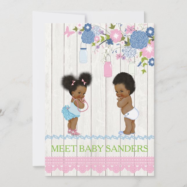 Country Mason Jar Baby Reveal Invitation (Front)