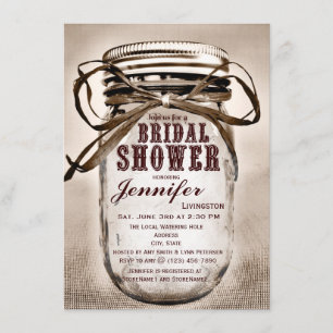Country Mason Jar Bridal Shower Invitations