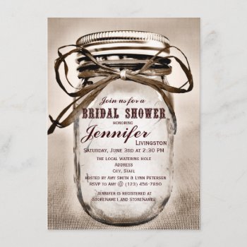 Country Mason Jar Bridal Shower Invitations by RusticCountryWedding at Zazzle
