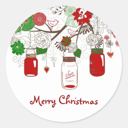 Country Mason Jar Christmas Sticker