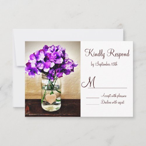 Country Mason Jar Hydrangea Wedding RSVP Cards