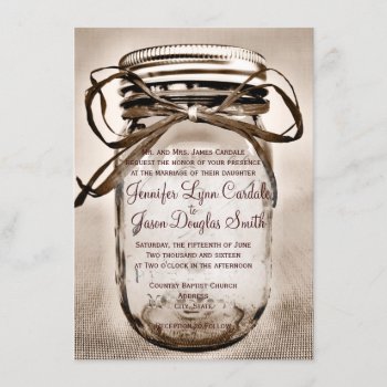 Country Mason Jar Rustic Wedding Invitations by RusticCountryWedding at Zazzle