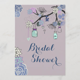 Country Mason Jars Floral Tree Bridal Shower Invitation