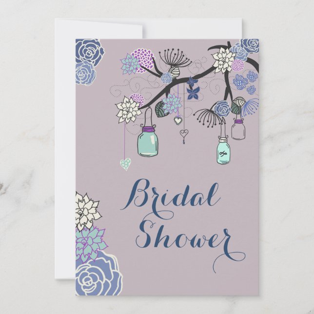 Country Mason Jars Floral Tree Bridal Shower Invitation (Front)