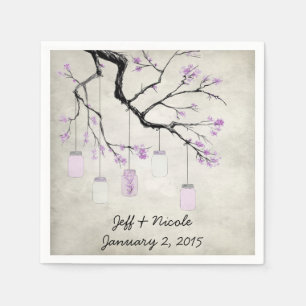 Country Mason Jars in Lavender Wedding Paper Napkins