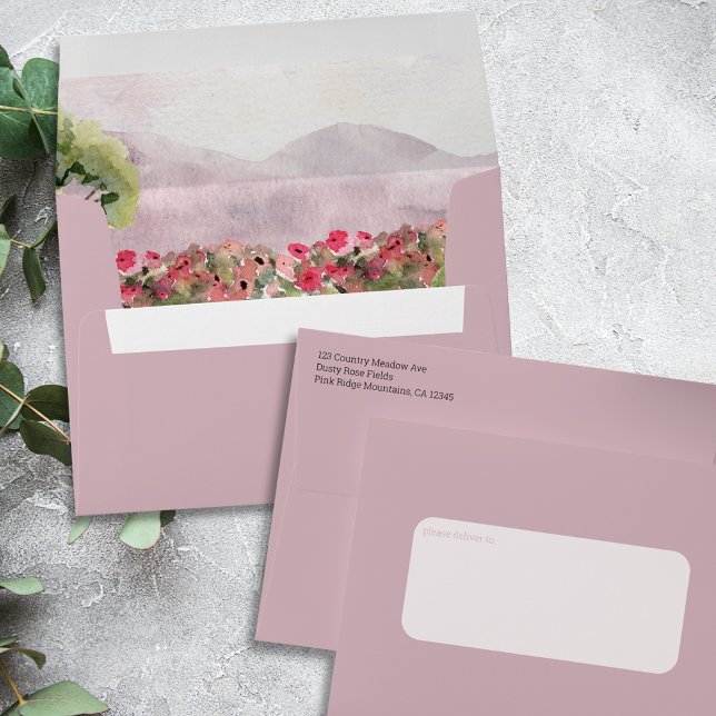 Country Meadow Dusty Rose Wedding Invitation Envelope (Creator Uploaded)