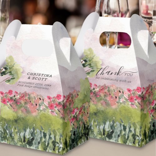 Country Meadow Watercolor Dusty Rose Wedding Favor Boxes