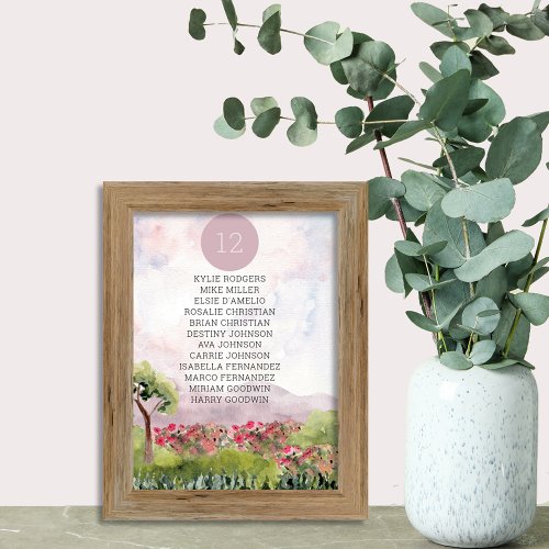 Country Meadow Watercolor Per Table Seating Chart