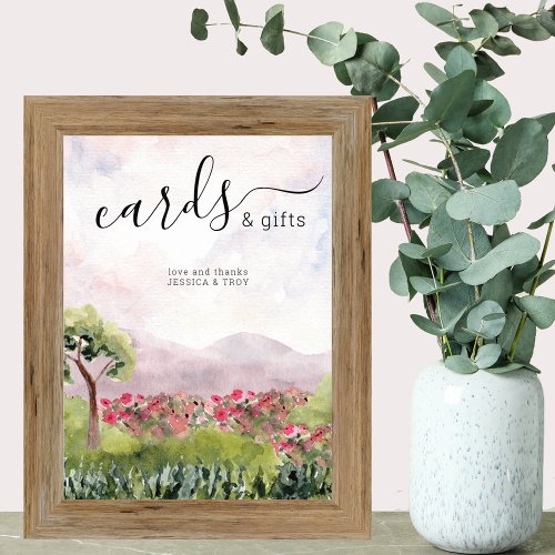 Country Meadow Watercolor Wedding Cards  Gifts Poster
