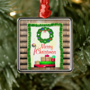 Country Merry Christmas Door Metal Ornament