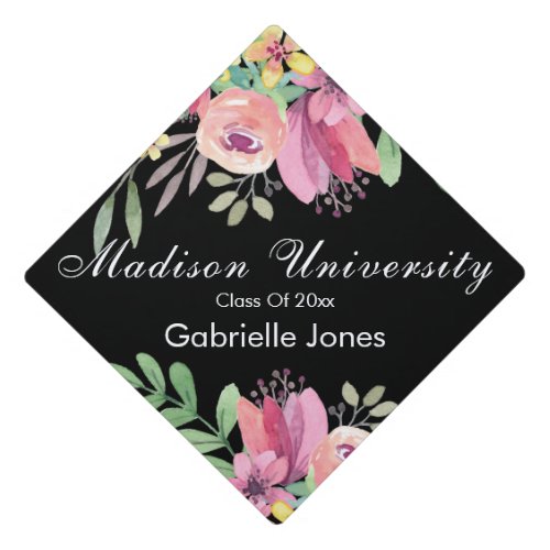 Country Modern Floral Graduation Cap Topper