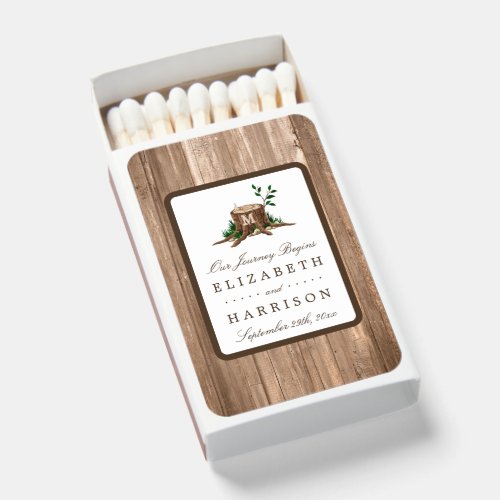 Country Monogram Tree  Wood Wedding Matchboxes